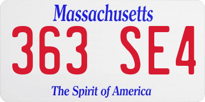 MA license plate 363SE4