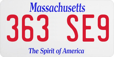MA license plate 363SE9
