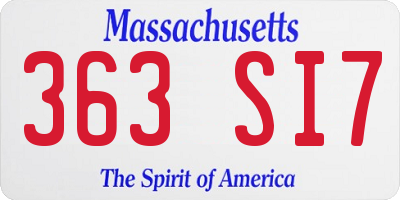 MA license plate 363SI7