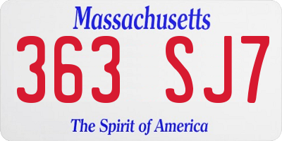MA license plate 363SJ7