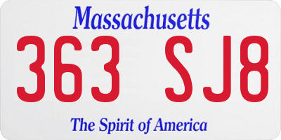 MA license plate 363SJ8