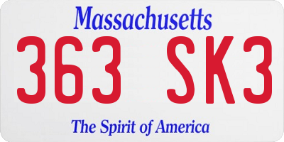 MA license plate 363SK3