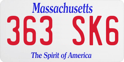MA license plate 363SK6