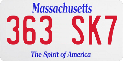 MA license plate 363SK7