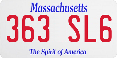 MA license plate 363SL6