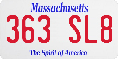 MA license plate 363SL8