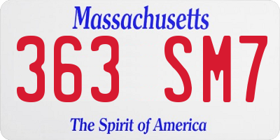 MA license plate 363SM7
