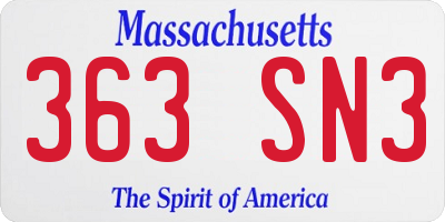 MA license plate 363SN3