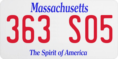 MA license plate 363SO5
