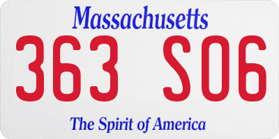 MA license plate 363SO6
