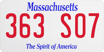 MA license plate 363SO7