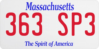 MA license plate 363SP3