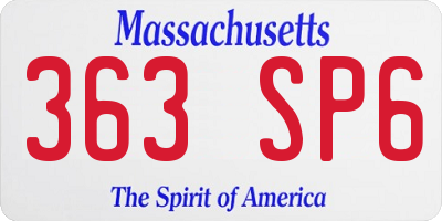 MA license plate 363SP6