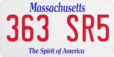 MA license plate 363SR5