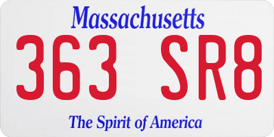 MA license plate 363SR8