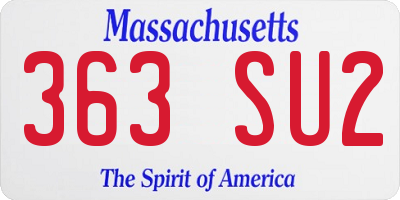 MA license plate 363SU2