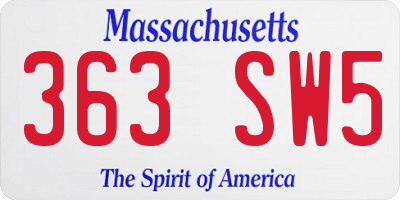 MA license plate 363SW5