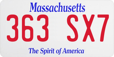 MA license plate 363SX7