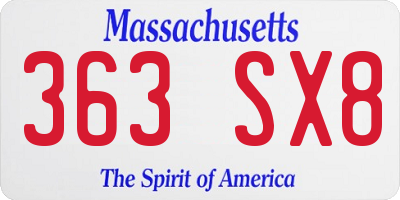 MA license plate 363SX8