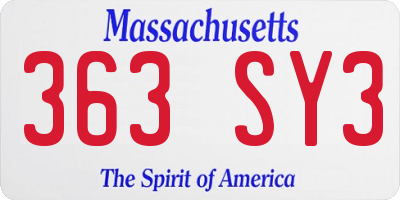 MA license plate 363SY3