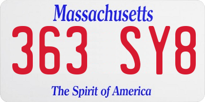 MA license plate 363SY8