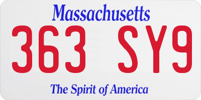 MA license plate 363SY9