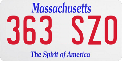 MA license plate 363SZ0