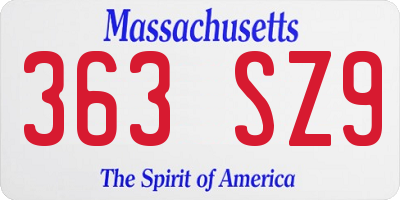 MA license plate 363SZ9