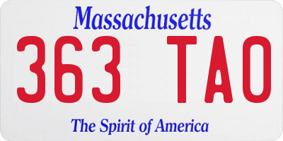 MA license plate 363TA0