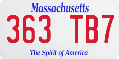 MA license plate 363TB7