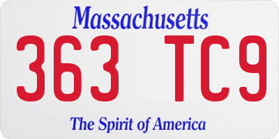 MA license plate 363TC9