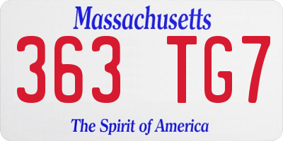 MA license plate 363TG7