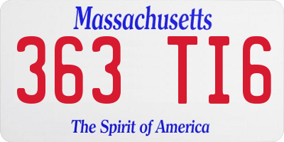 MA license plate 363TI6