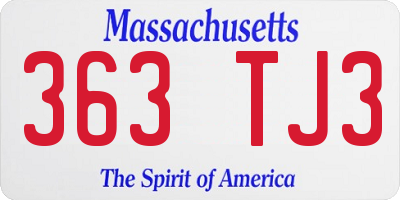 MA license plate 363TJ3