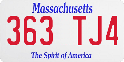 MA license plate 363TJ4