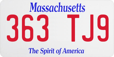 MA license plate 363TJ9