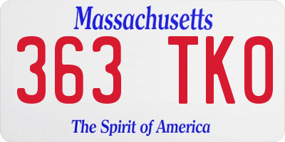 MA license plate 363TK0
