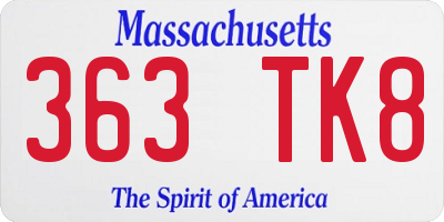 MA license plate 363TK8