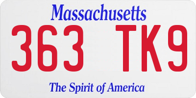 MA license plate 363TK9