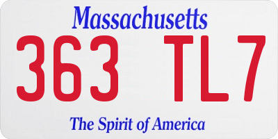 MA license plate 363TL7