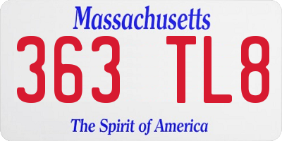 MA license plate 363TL8