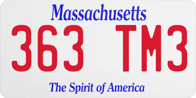 MA license plate 363TM3