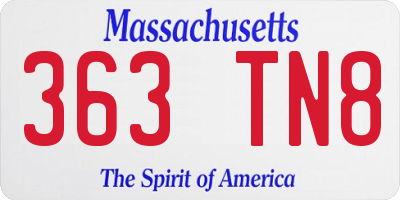 MA license plate 363TN8