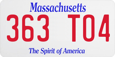 MA license plate 363TO4