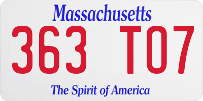 MA license plate 363TO7