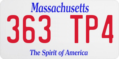 MA license plate 363TP4