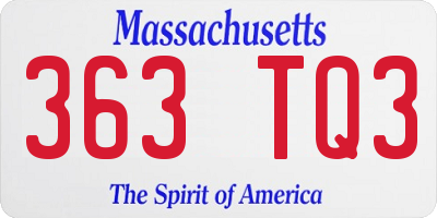 MA license plate 363TQ3
