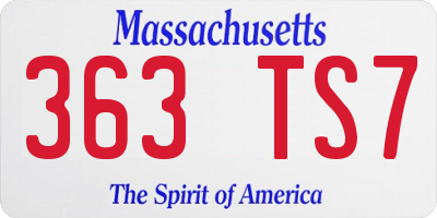MA license plate 363TS7