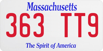 MA license plate 363TT9