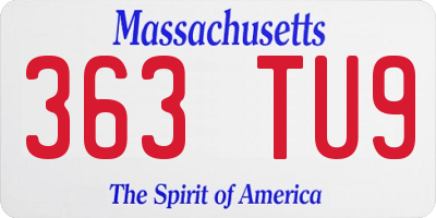 MA license plate 363TU9